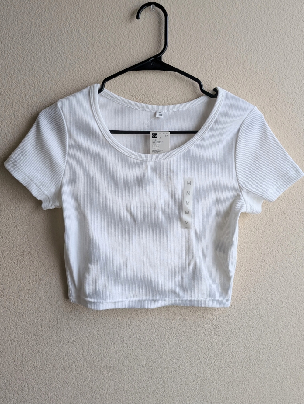 Uniqlo GU White Ribbed Cropped T-Shirt - NWT